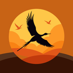 Flying   bird silhouette vector
