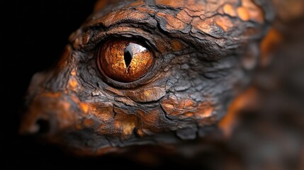 Close-up of a reptile's eye and textured skin