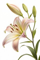 Obraz premium Elegant Lily Flower Isolated on White Background - Natural Beauty Close-Up 