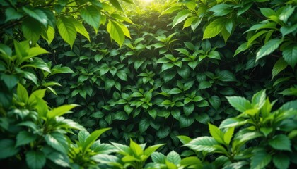 Lush green foliage nature close-up sunlit environment fresh perspective