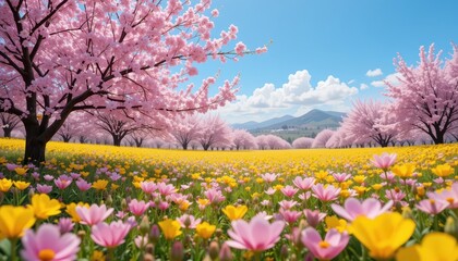 Floral serenity wildflowers in a panoramic view