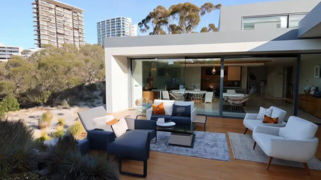 Beautiful modern home in South Australia, urban environment, modern accessories and furniture	
