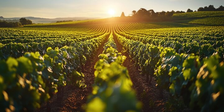 Aerial View of Modern Vineyard with Augmented Reality Data Overlays for Advanced Agricultural Management - Powered by Adobe