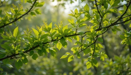 Nature's fresh greenery forest plant life tranquil environment close-up vibrant growth
