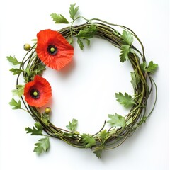 Generic Memorial Wreath Moment Poppy Background. Vine
