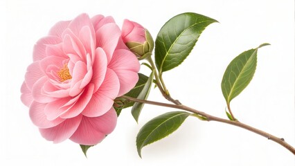 Fototapeta premium Pink Camellia Flower Isolated on White Background 