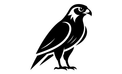 Falcon silhouette, black bird vector illustration