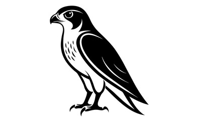Falcon silhouette, black bird vector illustration