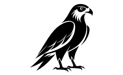 Fototapeta premium Falcon silhouette, black bird vector illustration