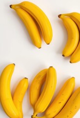 Several ripe yellow bananas isolated on white background, grocery, bananas, product
