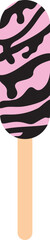 Illustration of a Pink Ice Cream Stick WIth Melted Sauce