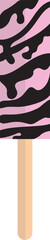 Illustration of a Pink Ice Cream Stick WIth Melted Sauce