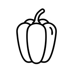 Bell Pepper Illustration in Line Art Style on Clear Background  