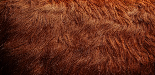 Fototapeta premium A highly detailed photo of cow fur in red-brown tones, focusing on texture and precision. Each strand is sharp and soft against a light background, ideal for wallpaper showcasing the beauty of wildlif