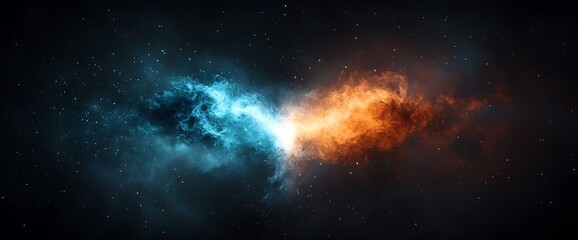 Fototapeta premium Clash of opposing forces in dark space