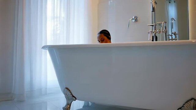 Modern White Bathroom With Bathtub
