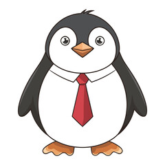 Cute Penguin in a Suit and Tie, Perfect for Kids' Content/A cartoon penguin dressed in a shirt and tie, with a friendly expression.