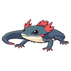 Cute Cartoon Lizard Character with Red Spikes/A stylized, cartoon illustration of a lizard-like creature.