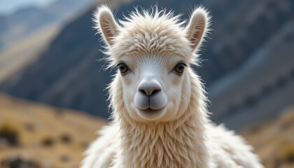 Llama encounter in andes mountains wildlife photography nature close-up serenity
