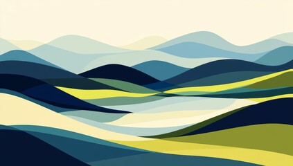 Abstract mountain landscape illustration, calming nature scene, digital art, website banner
