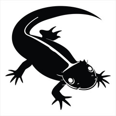 Vector Illustration of a Dark Lizard Silhouette/A simple, stylized silhouette of a lizard.