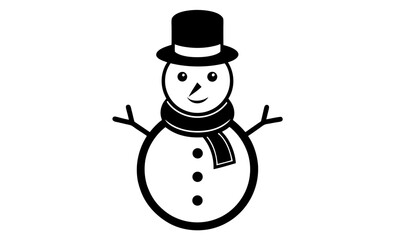 Christmas snowman silhouette, winter holiday vector illustration