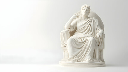 Roman emperor statue, seated throne, white background, studio shot, history illustration