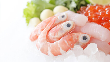 Fresh Seafood Platter with Shrimp, Salmon, and Roe