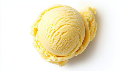 Lemon Ice cream scoop, Isolated on white background, top view