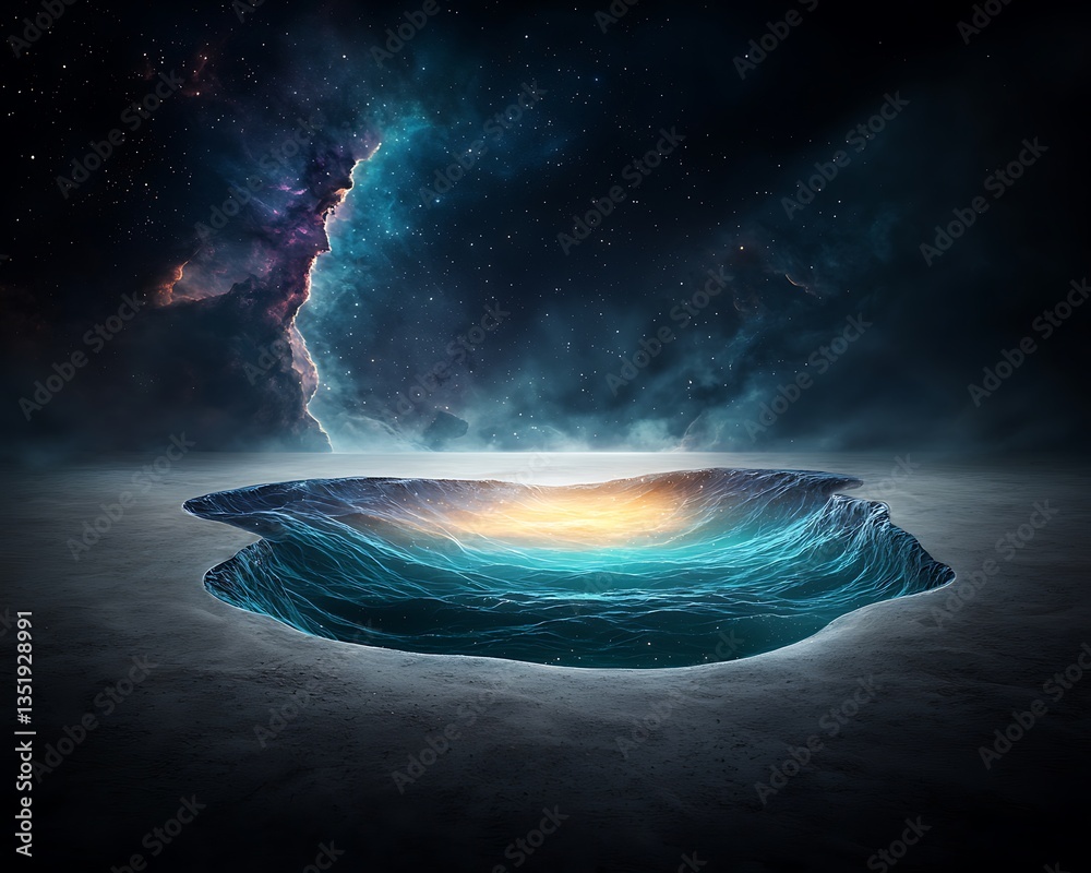Poster Cosmic pool in desolate landscape