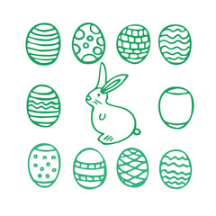 Vector collection easter: bunny, easter eggs