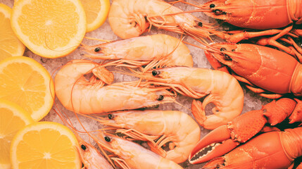 Fresh Seafood Display with Shrimp and Lobster