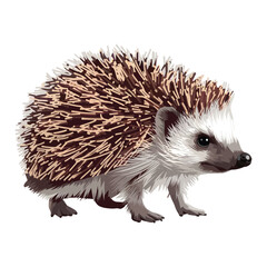 Cute Cartoon Hedgehog Illustration Against White Background/A stylized, cartoonish illustration of a hedgehog.