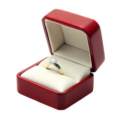 Engagement Ring in Red Box Proposal Gift Ideas isolated on transparent background