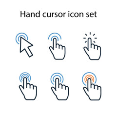 Fototapeta premium Hand cursor icon set. click icon vector. hand click. pointer