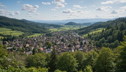 Scenic village view black forest aerial photography natural landscape panoramic perspective