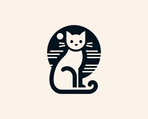 Cat logo design vector illustration
