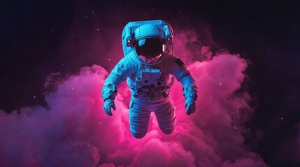 Awe-Inspiring Astronaut Floating in Vibrant Cosmic Clouds Surrounded by Colorful Nebulae and Deep Space, Capturing the Essence of Exploration and Wonder