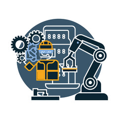 vector icons for robots, artificial intelligence, and the assistance provide in work and security 
