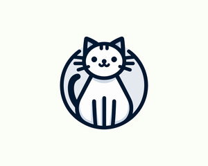 Adorable Cat Vector Logo Icon for Children’s Products