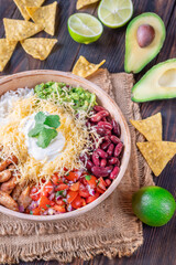 Large Burrito Bowl: Chicken, Rice, Beans, Guacamole, and More