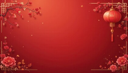 Festive lantern decoration lunar new year digital art red background close-up celebration