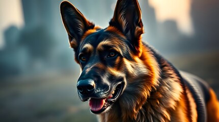 close up of a german shepherd