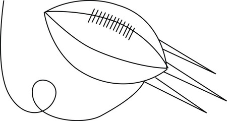 One continuous line drawing football. sport ball concept, Continuous one line drawing of Rugby ball. Modern continuous line draw design graphic vector illustration.