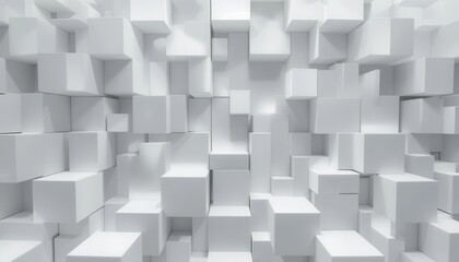 Obraz premium Abstract white cubes digital space 3d render minimalist design studio view