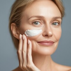 Attractive young  woman is getting a rejuvenating facial injections.