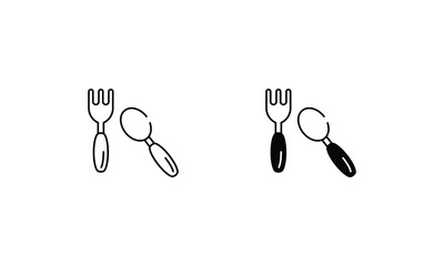 Fork and spoon icons set vector stock illustration
