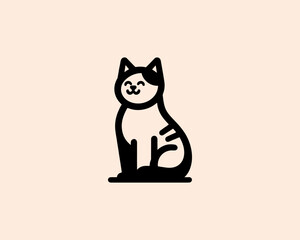 Silhouette black cat logo design icon