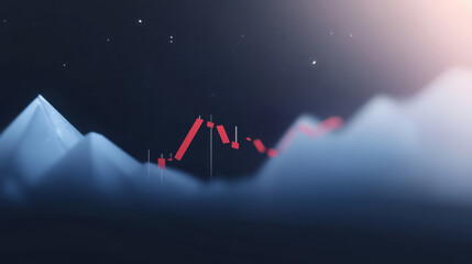 Financial Graph Over Mountainous Landscape