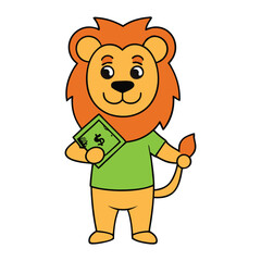 A powerful lion holding a dollar in its paw, symbolizing strength, wealth, and prosperity, combining the majesty of the king of the jungle with financial power.